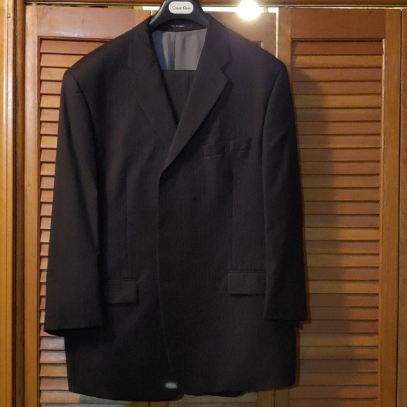 Black pinstriped suit